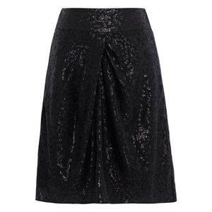 IRO Jeyna Black Metallic Gathered Silk Mini Skirt